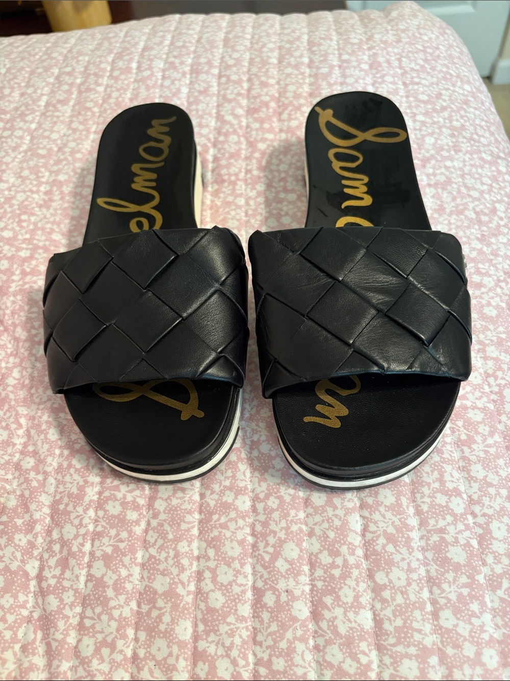 Sam Edelman Black Woven Leather Slide Mules - Picture 7 of 8